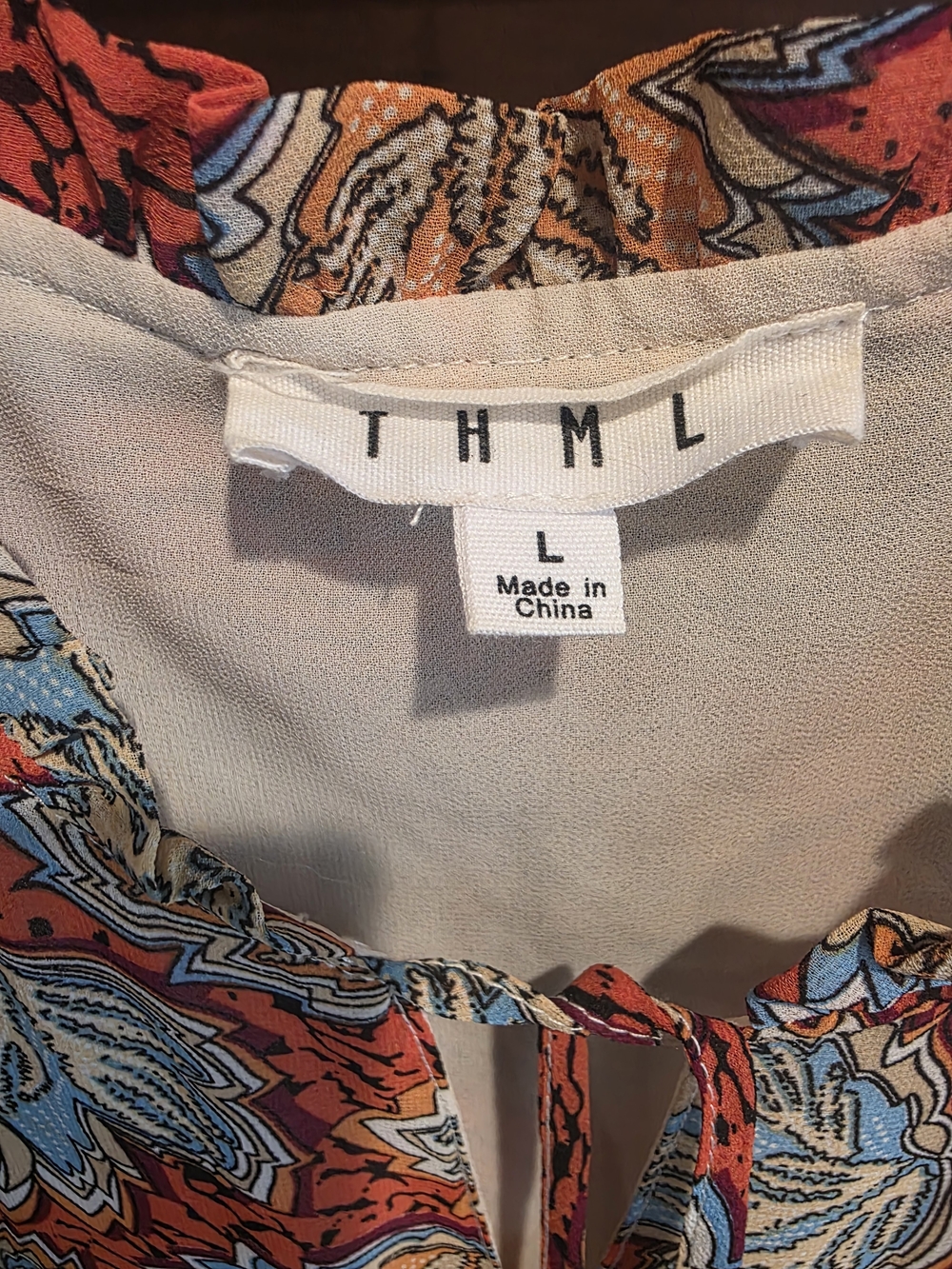 THML Rust Floral Midi Dress with Blue Accents - Picture 3 of 5
